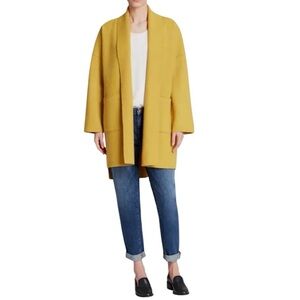 Eileen Fisher 100% Wool Boiled Wool Kimono Mustard Cardigan Size XL